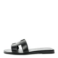 Hermes Black Leather Oran Sandals