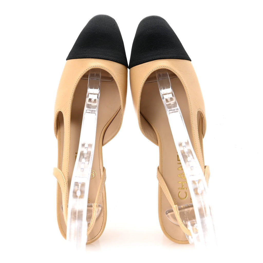 Chanel Two-Tone Slingback Block Pumps