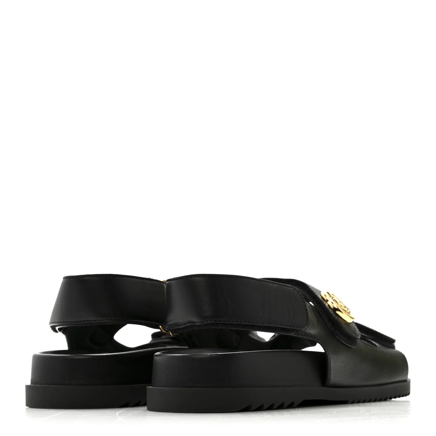 Gucci Black Leather GG Sandals