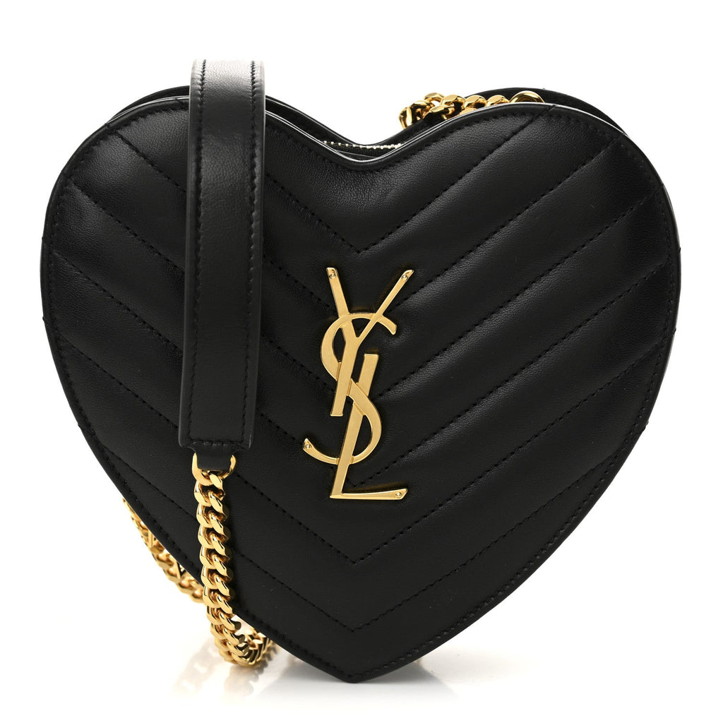 Saint Laurent Black Quilted Heart Bag