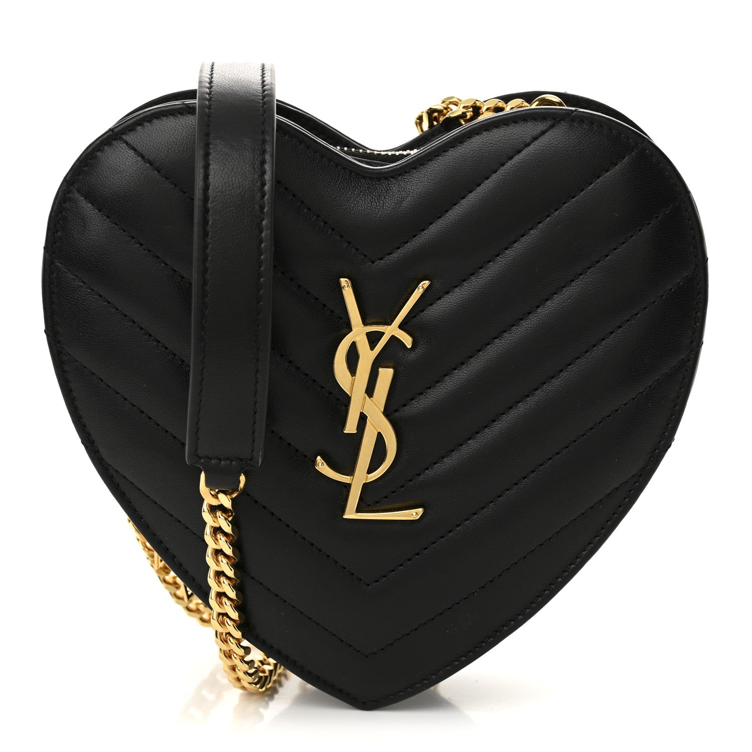 Saint Laurent Black Quilted Heart Bag