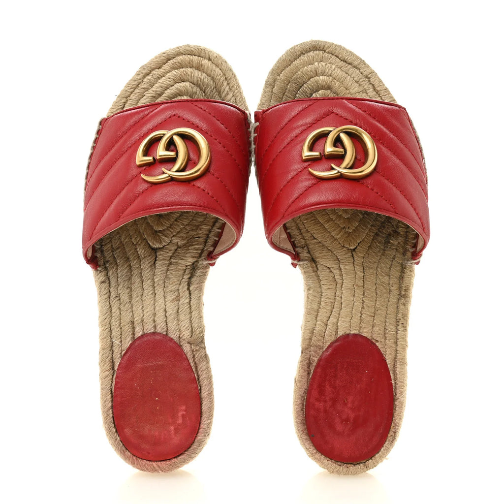 Gucci Red Quilted Espadrille Slides