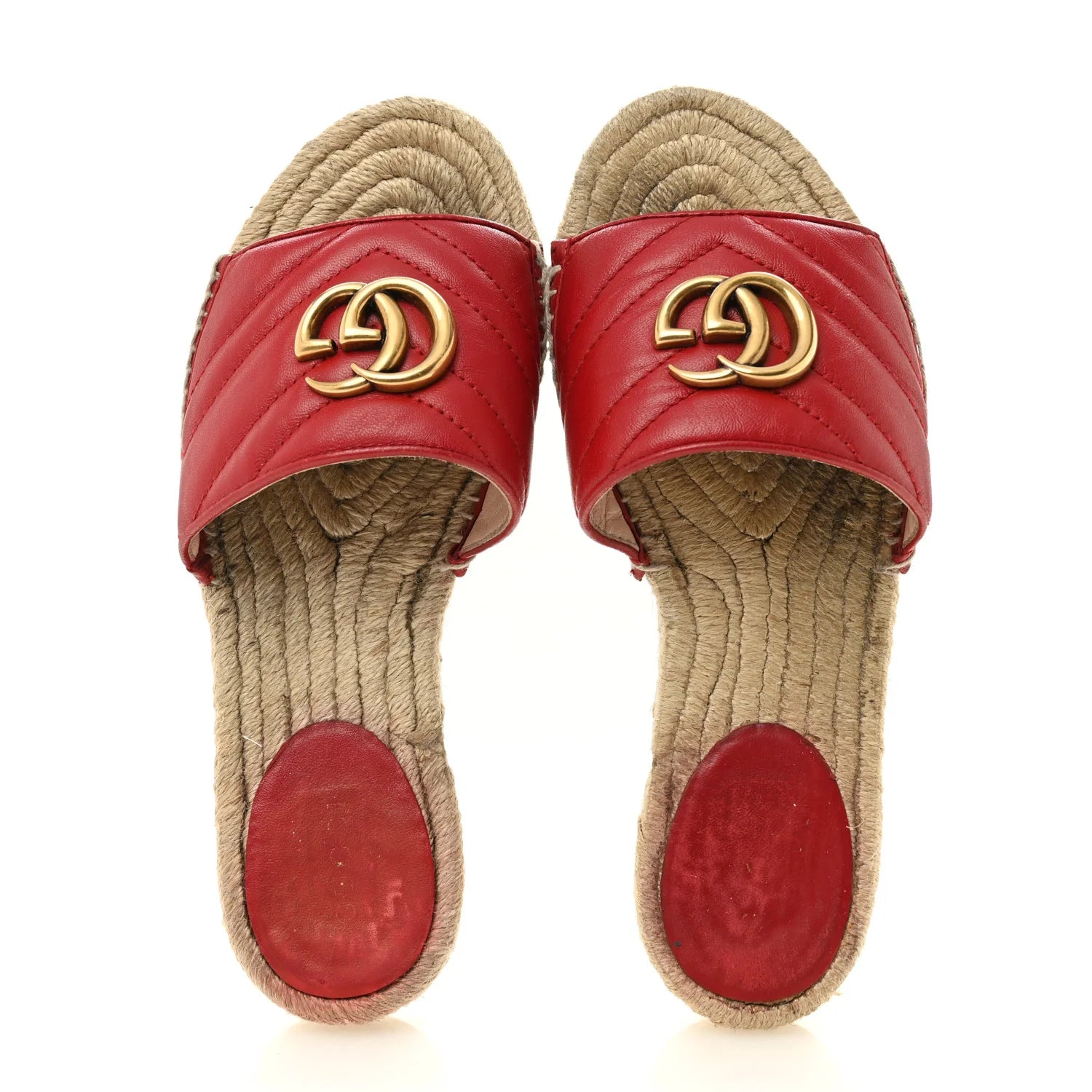 Gucci Red Quilted Espadrille Slides