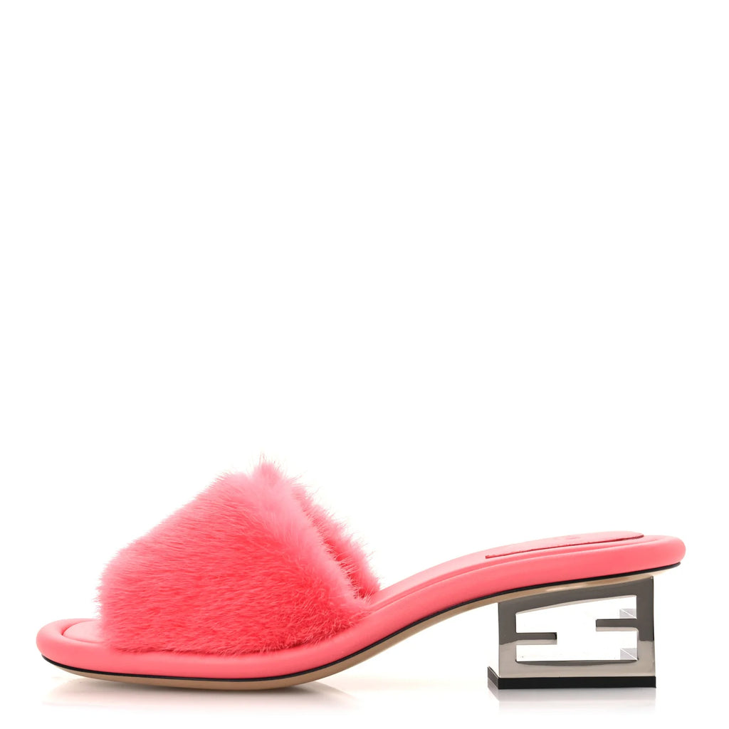 Fendi Pink Mink Fur Mules