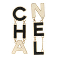 Chanel Gold Bicolor Logo Earrings