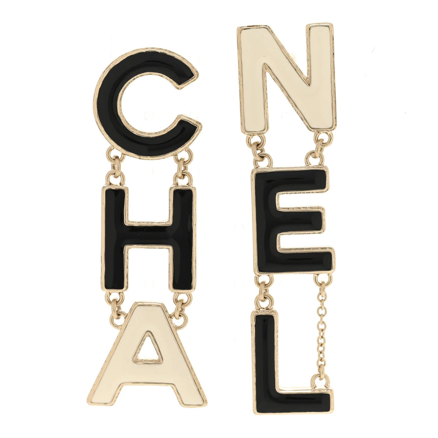 Chanel Gold Bicolor Logo Earrings