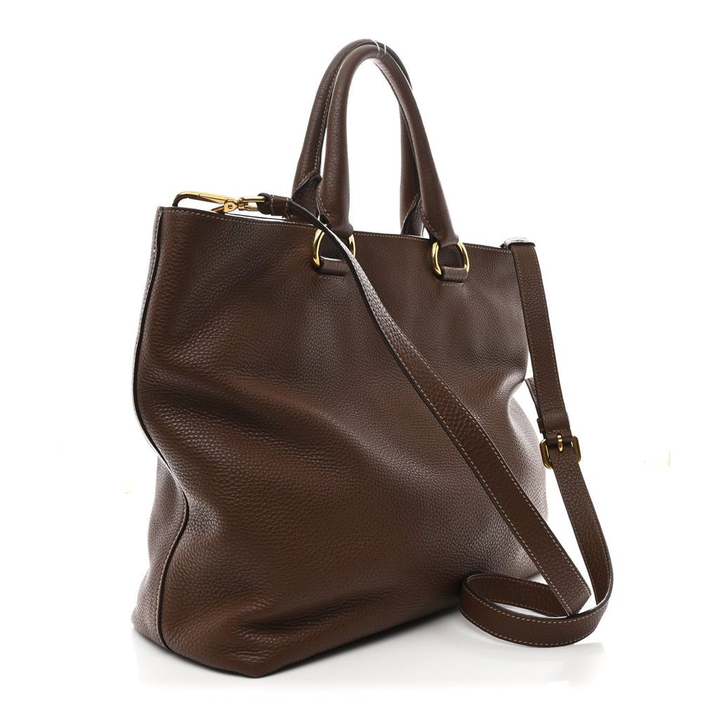 Prada Brown Grained Leather Tote