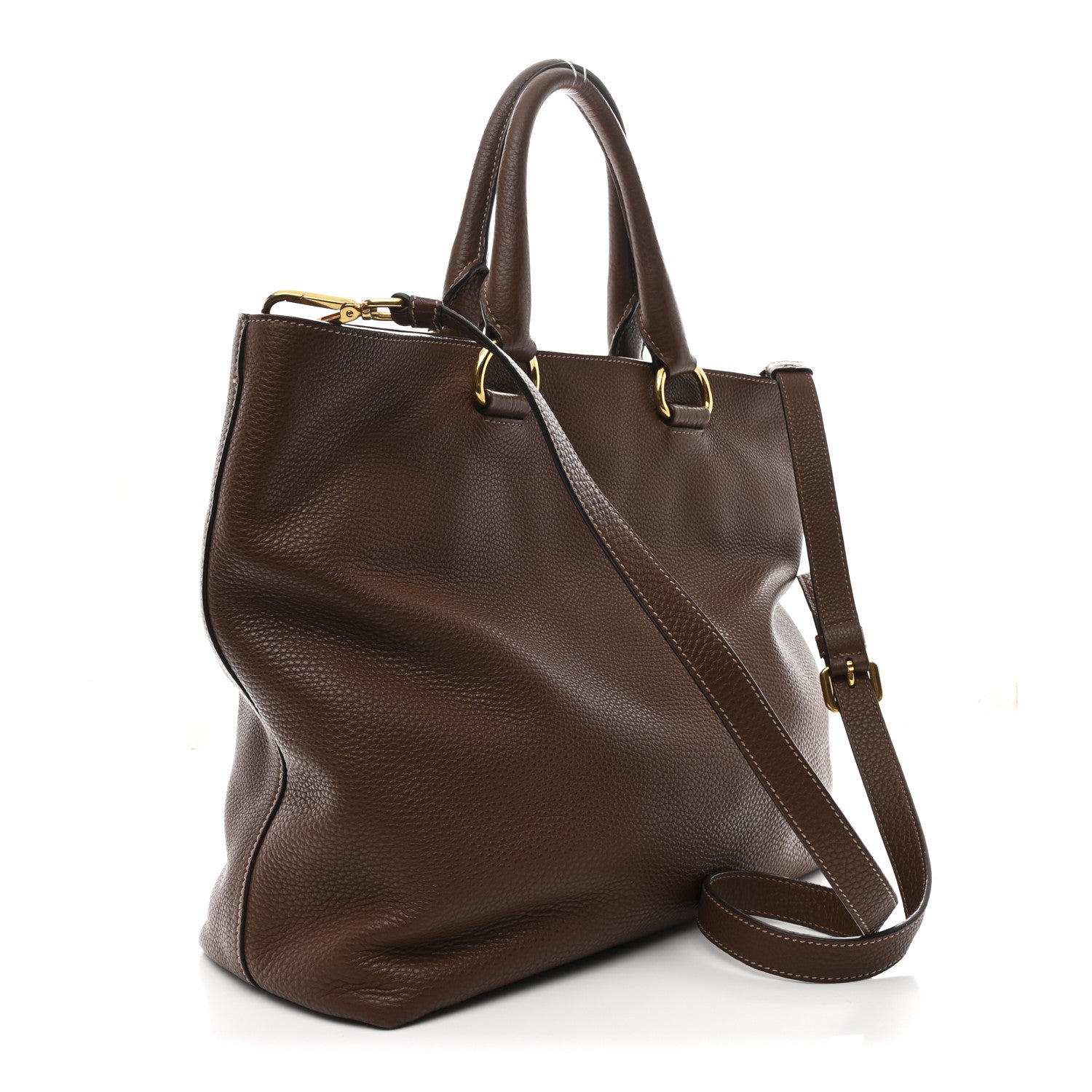 Prada Brown Grained Leather Tote