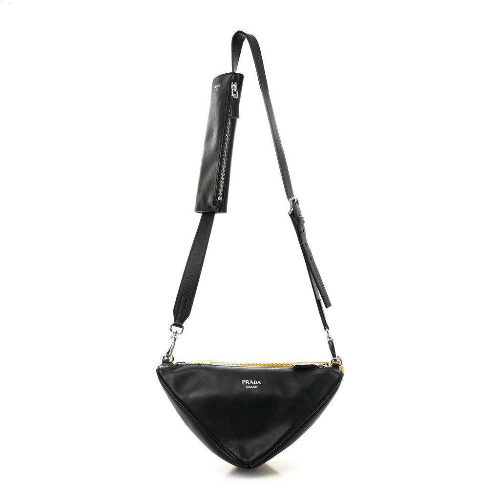 Prada Black Leather Triangle Crossbody