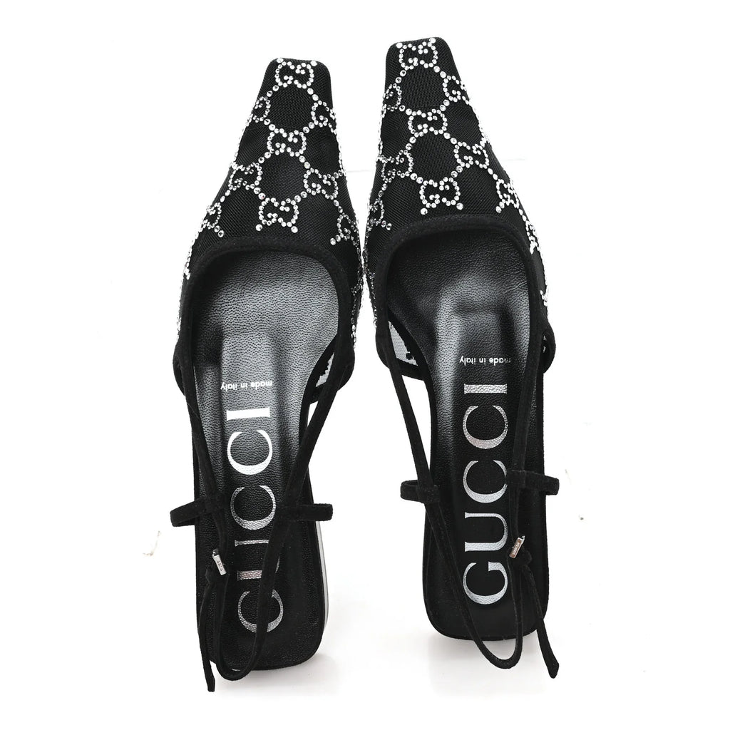 Gucci GG Crystal Mesh Slingbacks