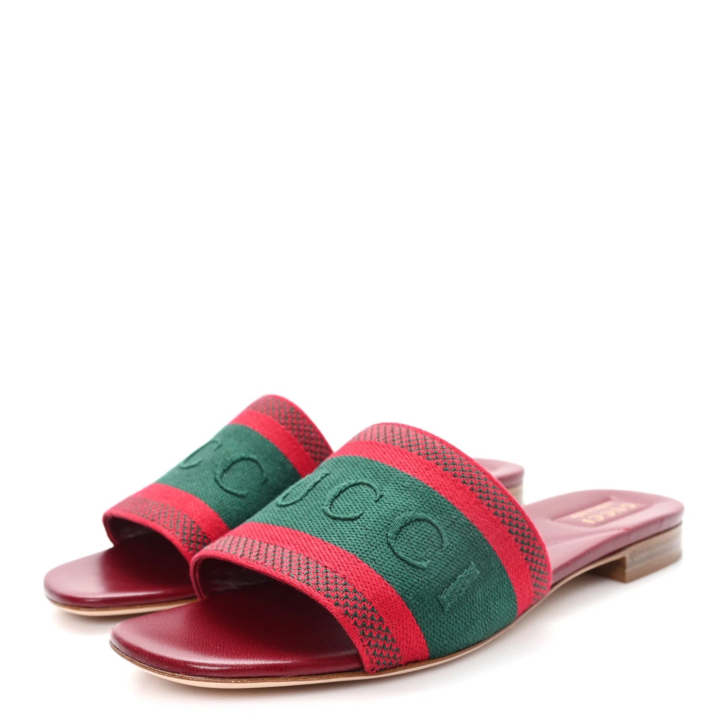 Gucci Burgundy Web Stripe Slides