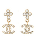 Chanel Gold Crystal Cross Earrings