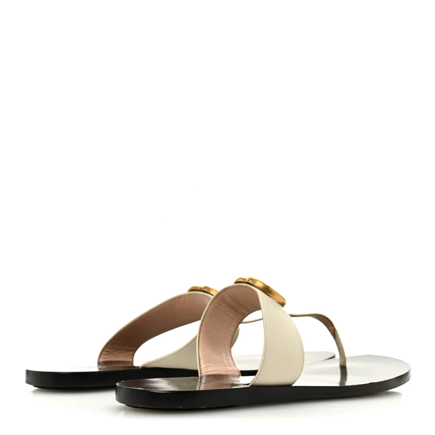 Gucci Off-White Leather Thong Sandals