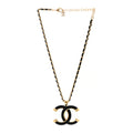 Chanel Gold Black Leather Necklace
