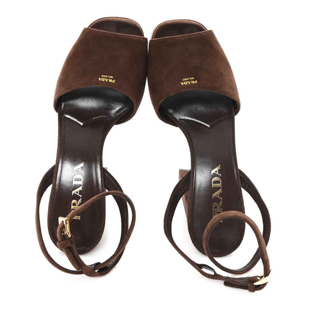 Prada Brown Suede Platform Sandals