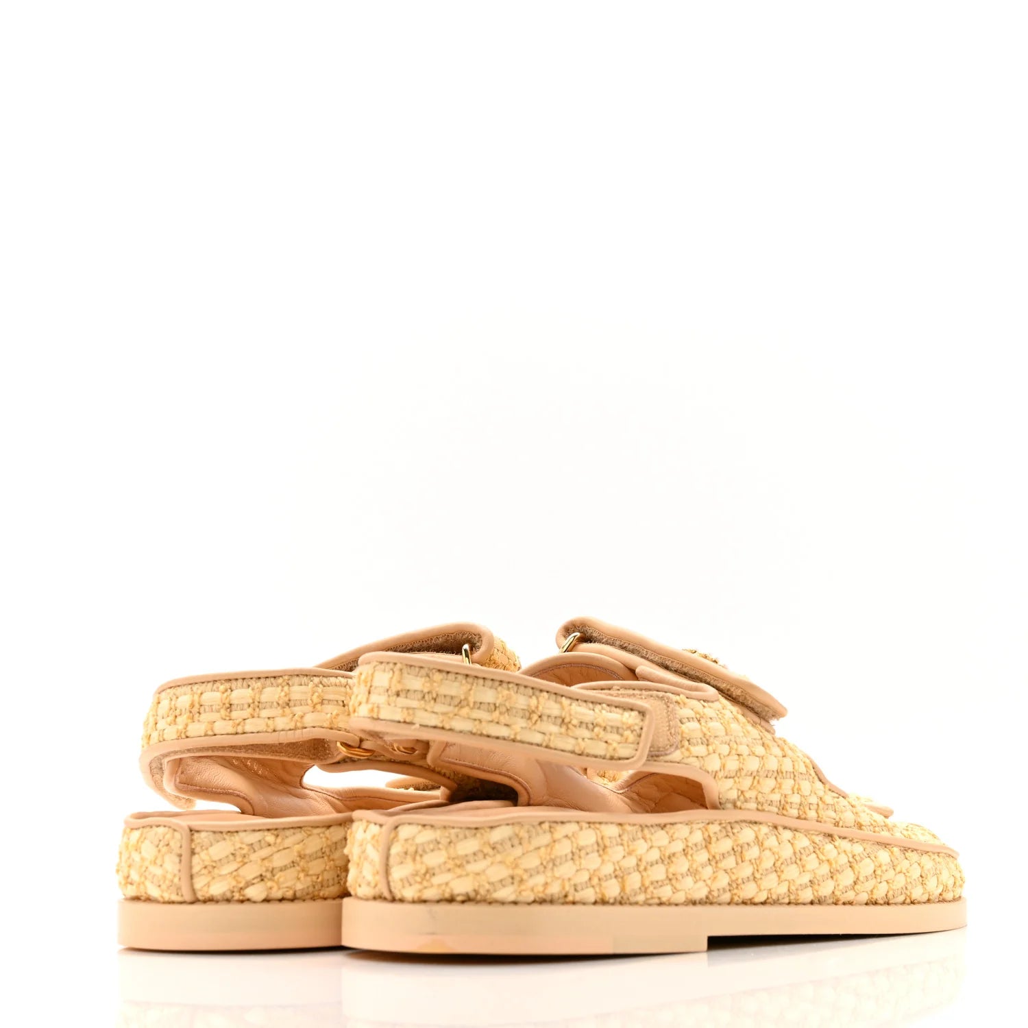 Chanel Beige Raffia Dad Sandals