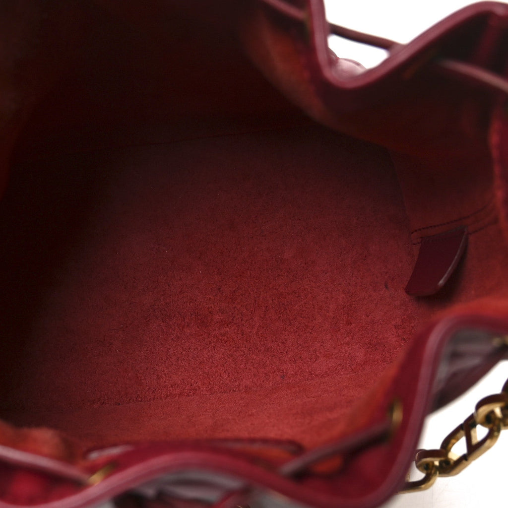 Dior Burgundy Quilted Leather Bucket Bag