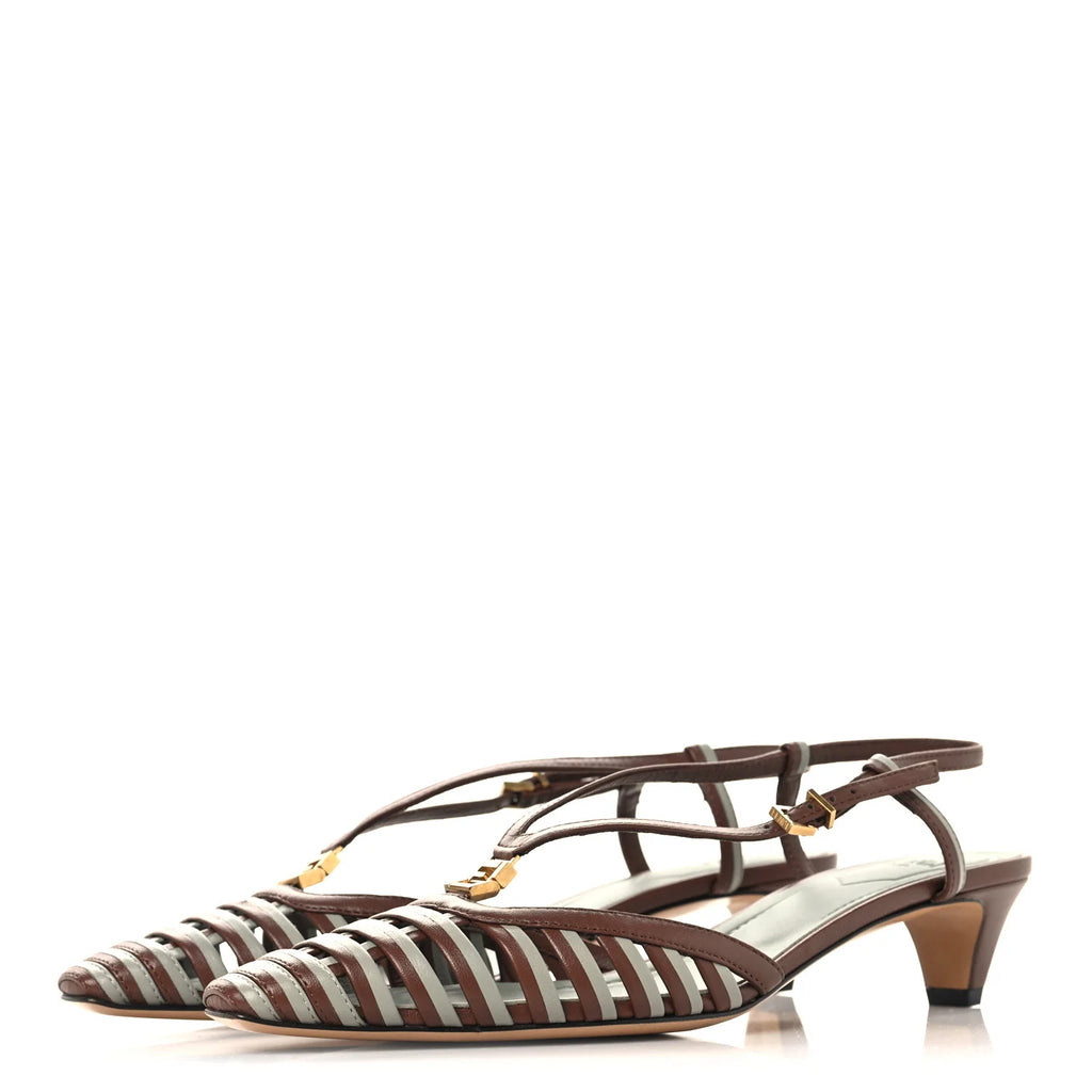 Prada Bicolor Interwoven Kitten Heels