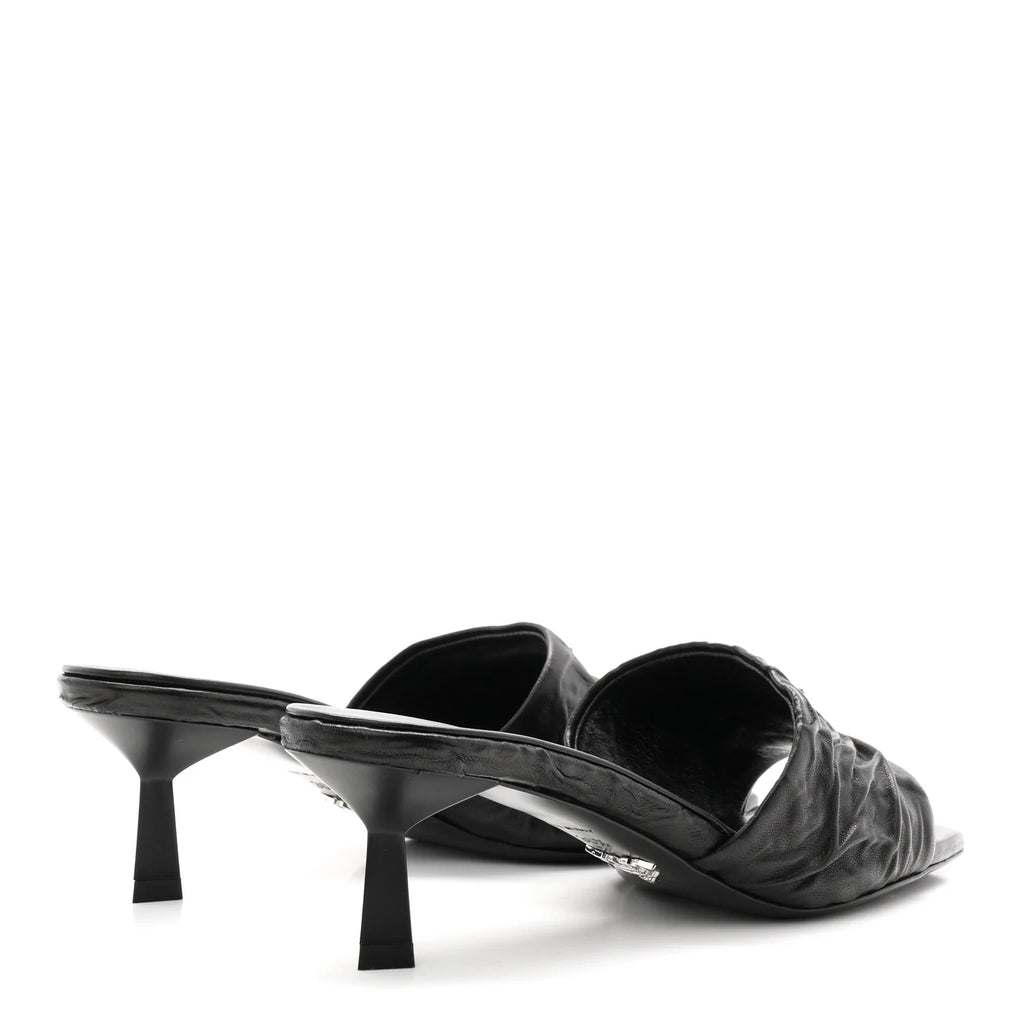 Prada Black Ruched Leather Mules
