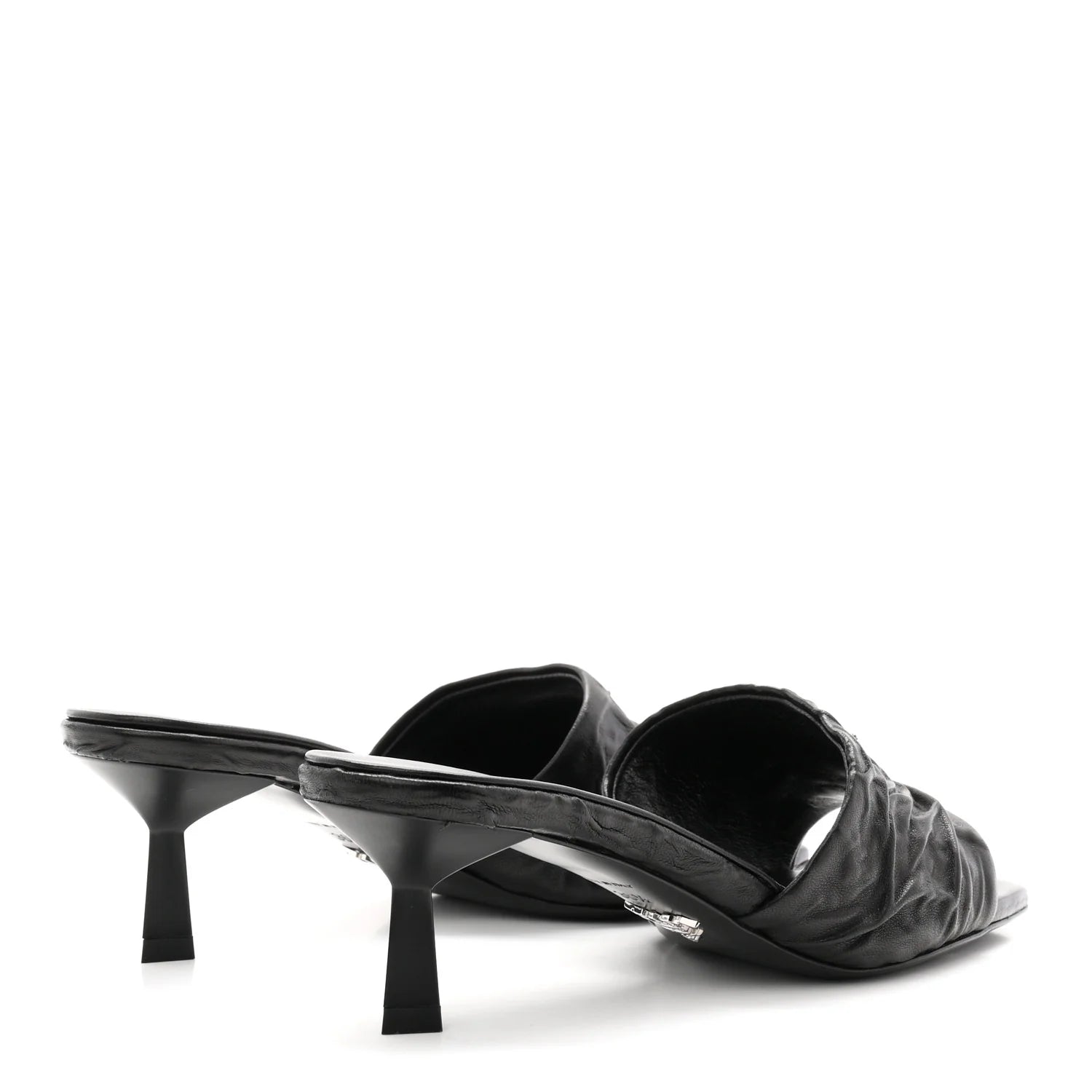 Prada Black Ruched Leather Mules