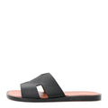 Hermes Black Grained Oran Sandals