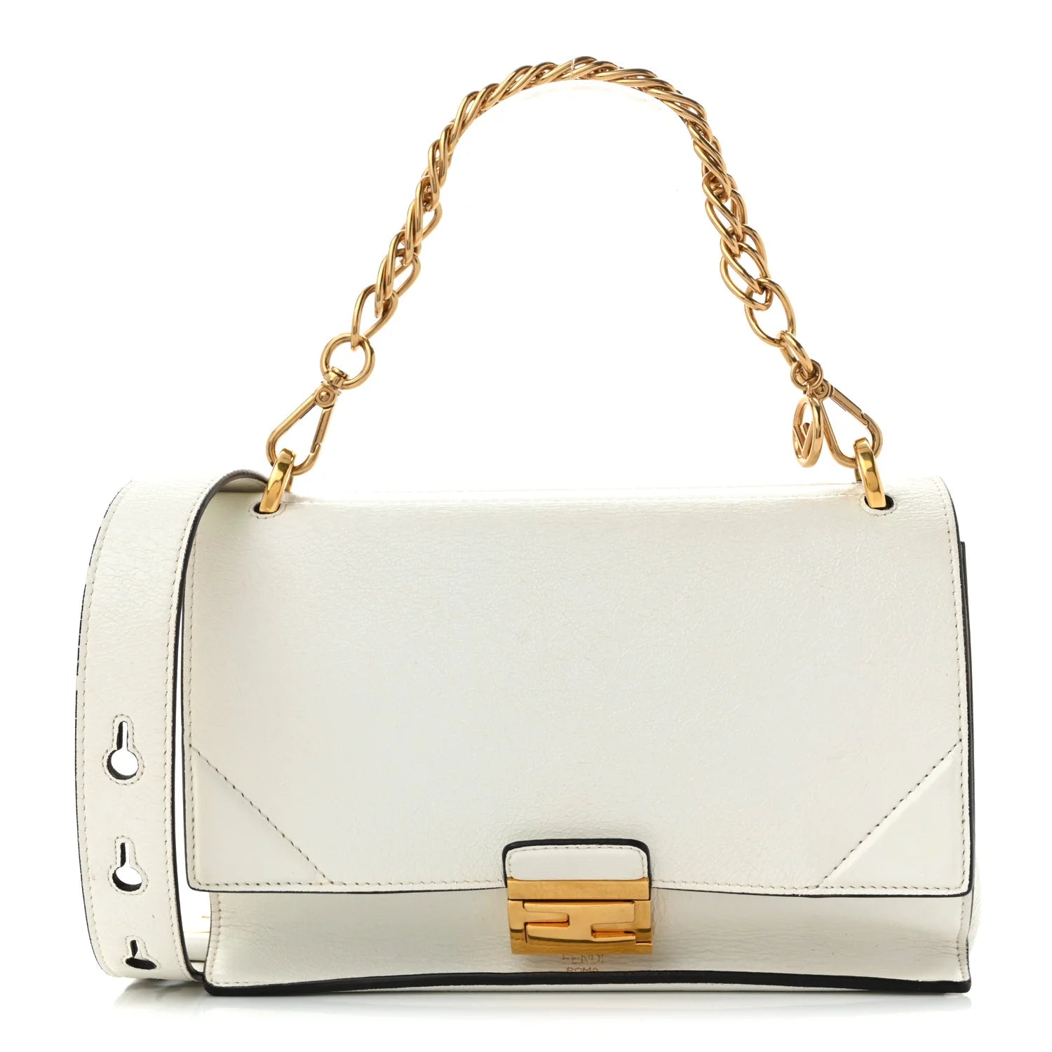 Fendi White Leather Kan U Bag