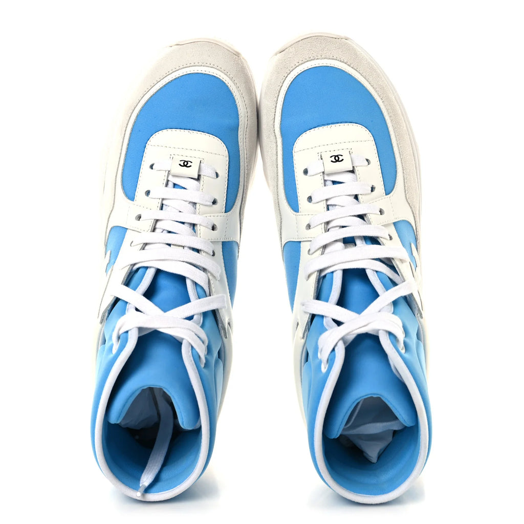 Chanel Blue White High-Top Sneakers