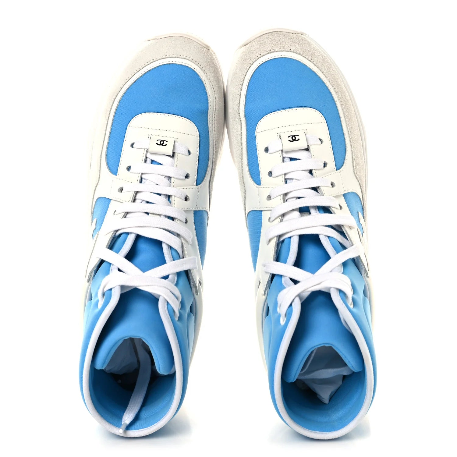 Chanel Blue White High-Top Sneakers