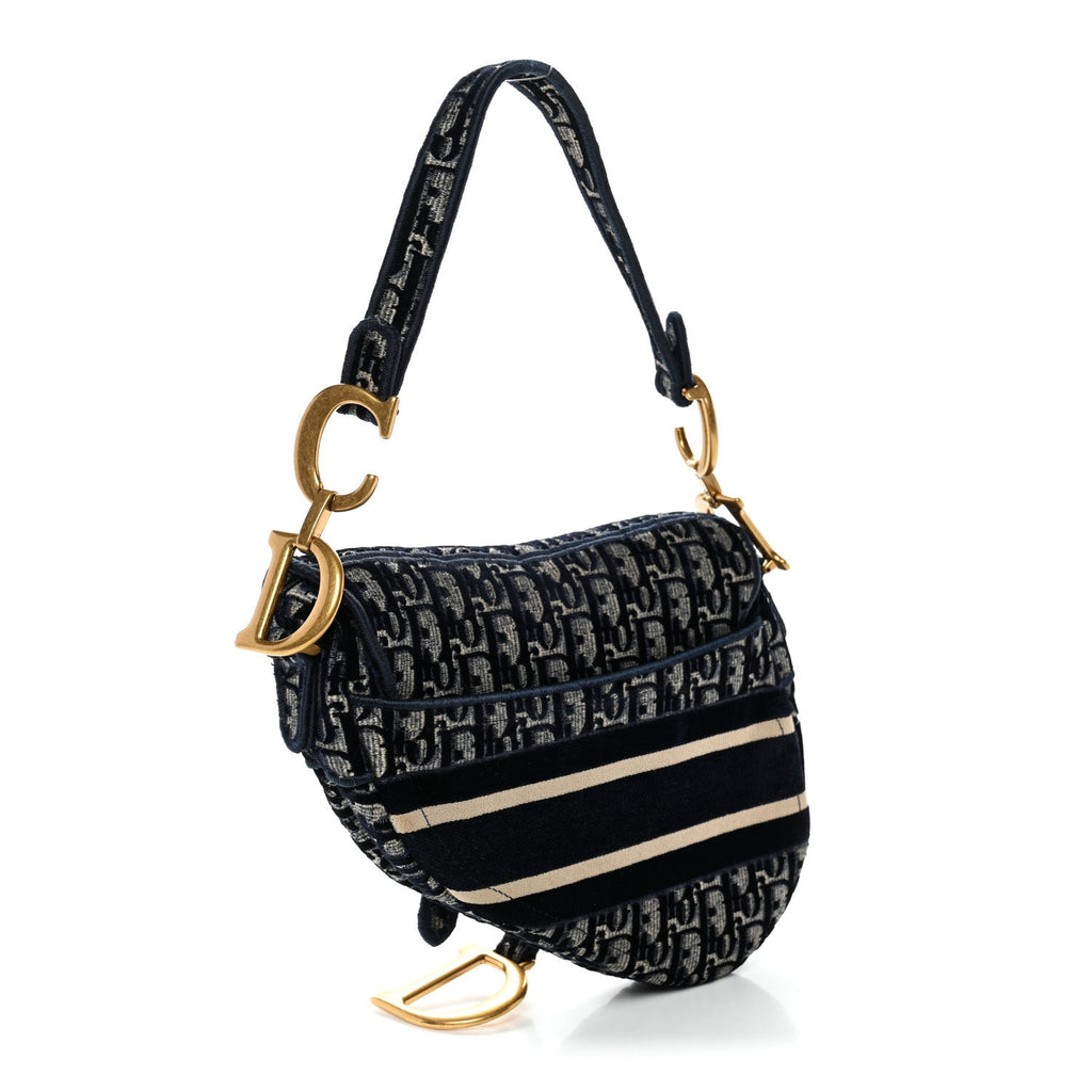 Dior Blue Oblique Canvas Saddle