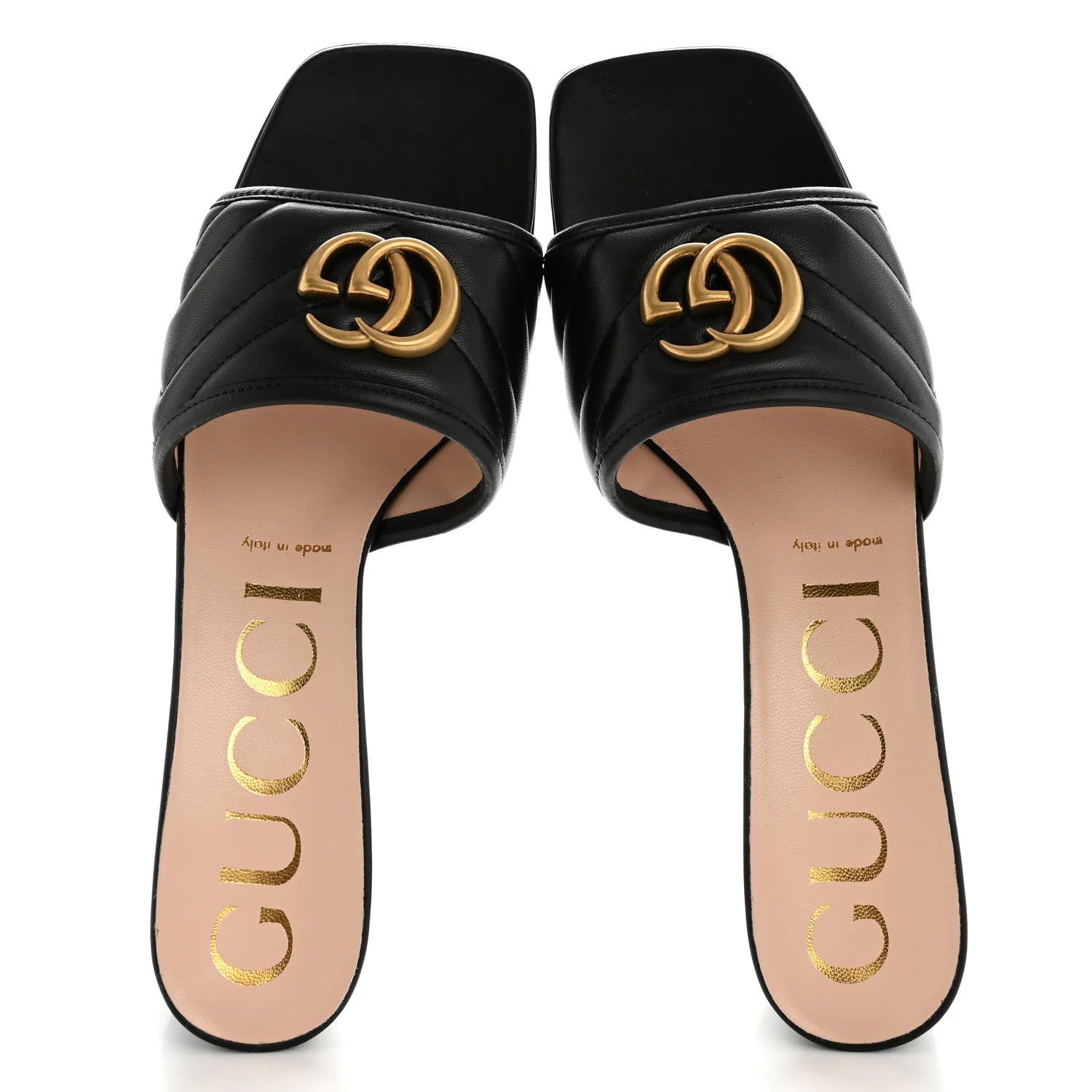 Gucci Black Quilted Leather Mules