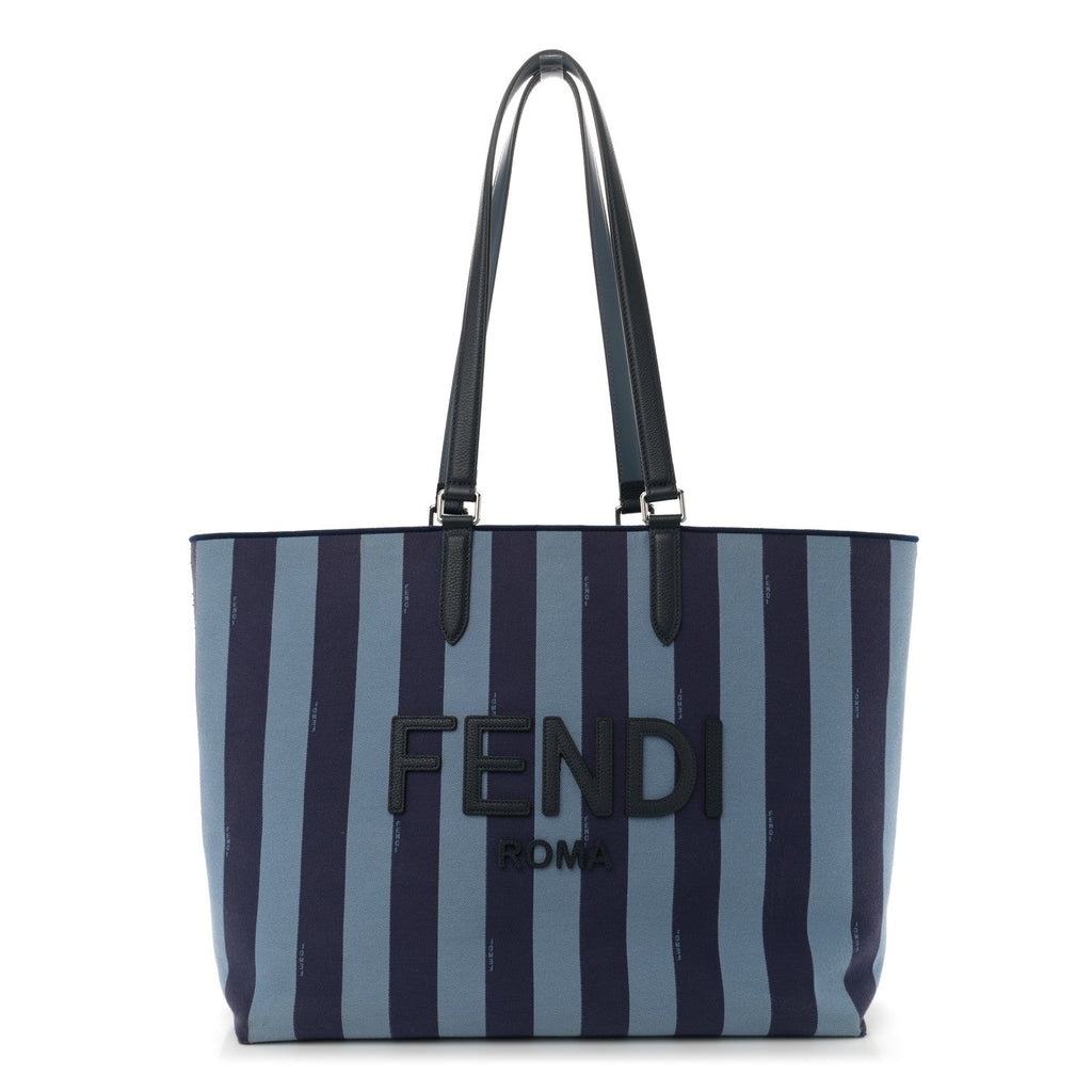 Fendi Blue Striped Canvas Tote