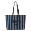 Fendi Blue Striped Canvas Tote
