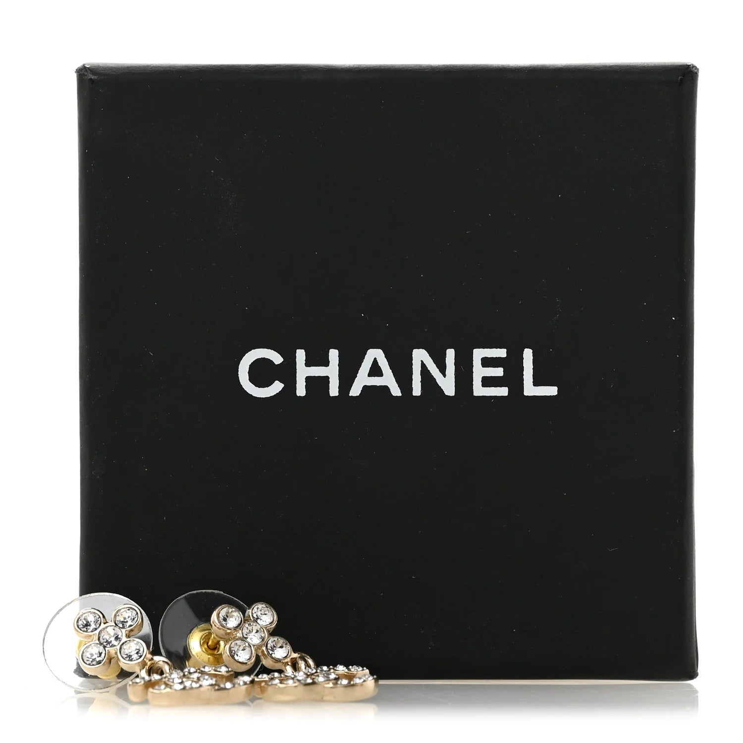 Chanel Gold Crystal Cross Earrings