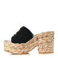 Chanel Black Quilted Raffia Platform