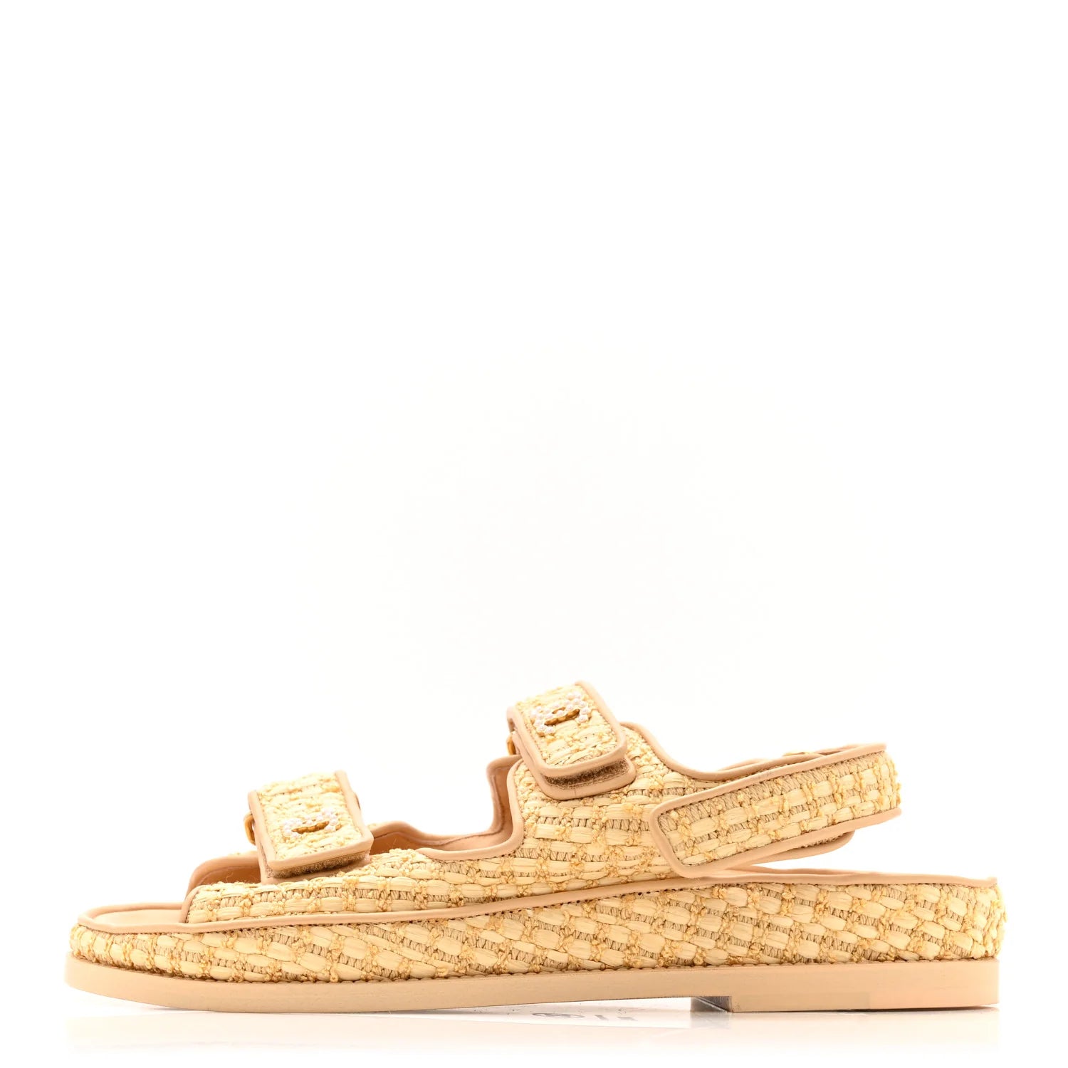 Chanel Beige Raffia Dad Sandals