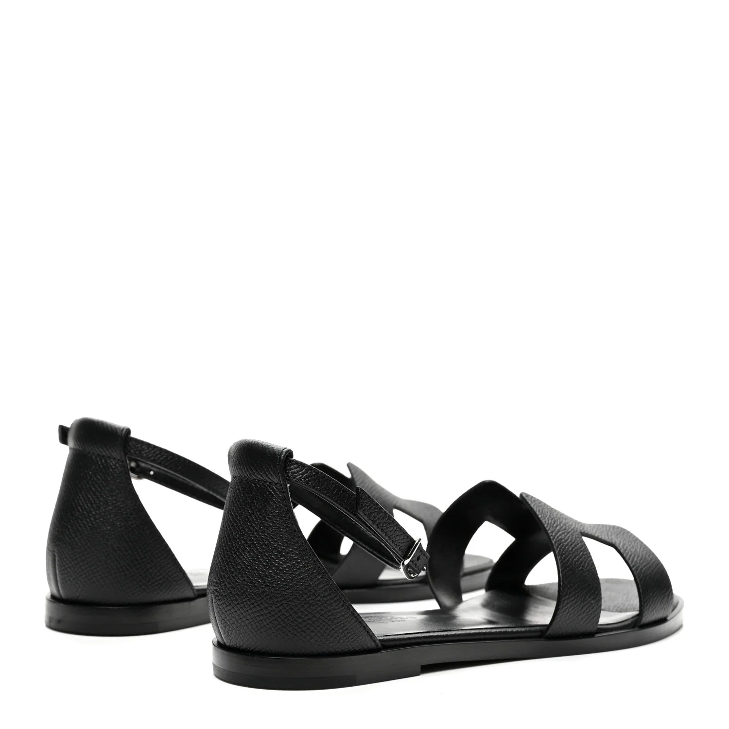 Hermes Black Leather Santal Sandals