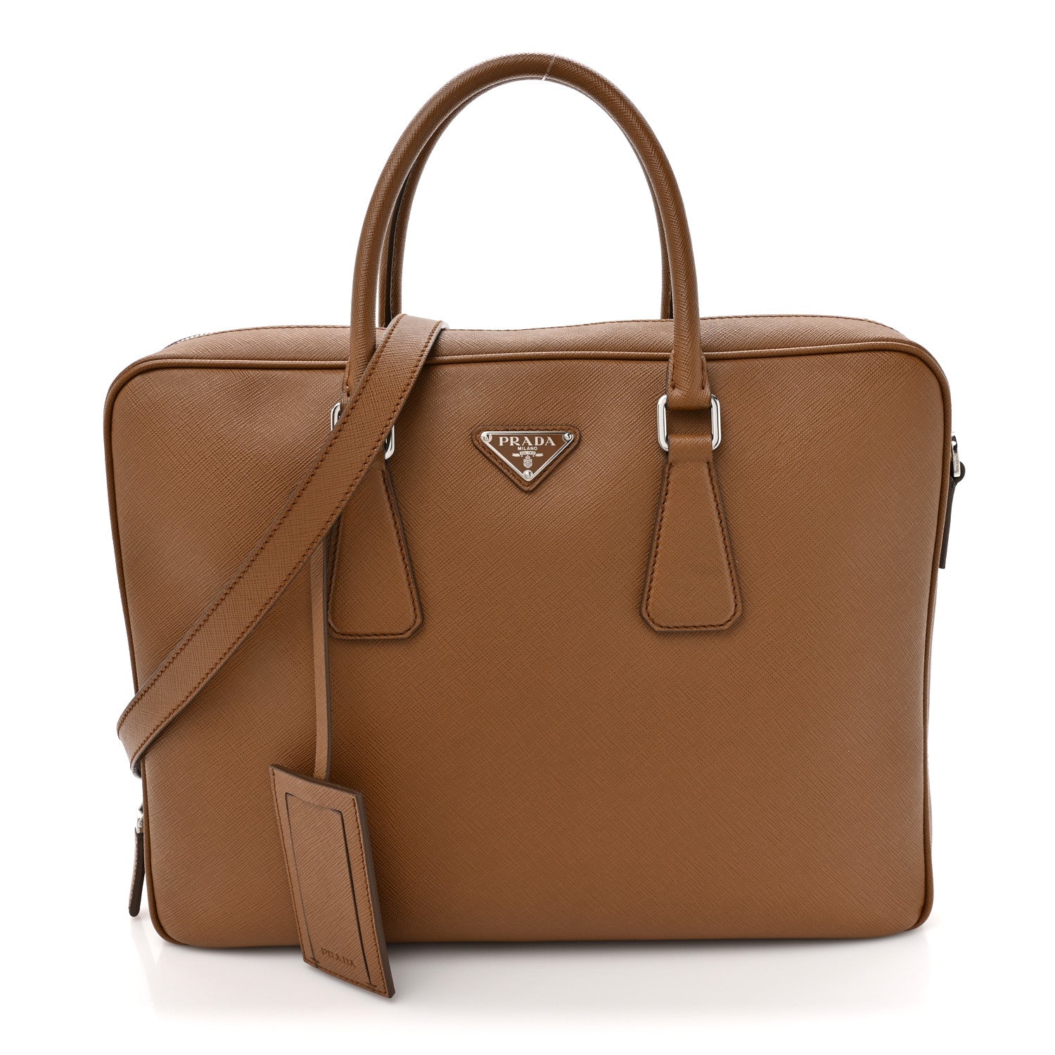 Prada Brown Saffiano Leather Briefcase