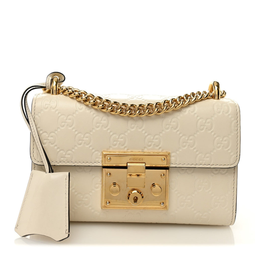 Gucci Cream Guccissima Padlock Bag