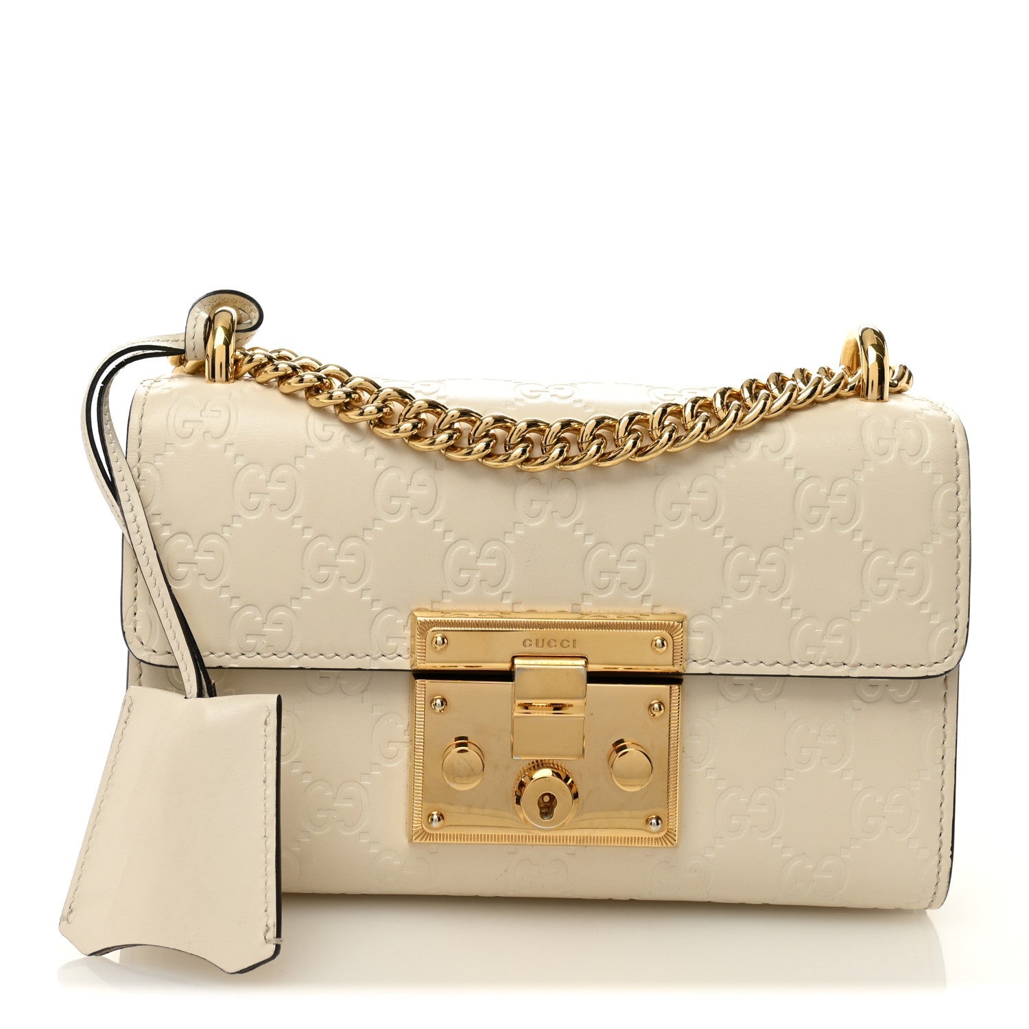 Gucci Cream Guccissima Padlock Bag