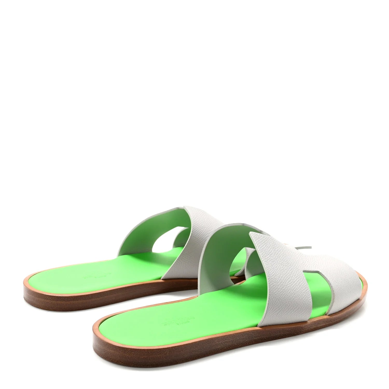 Hermes White Green Oran Sandals