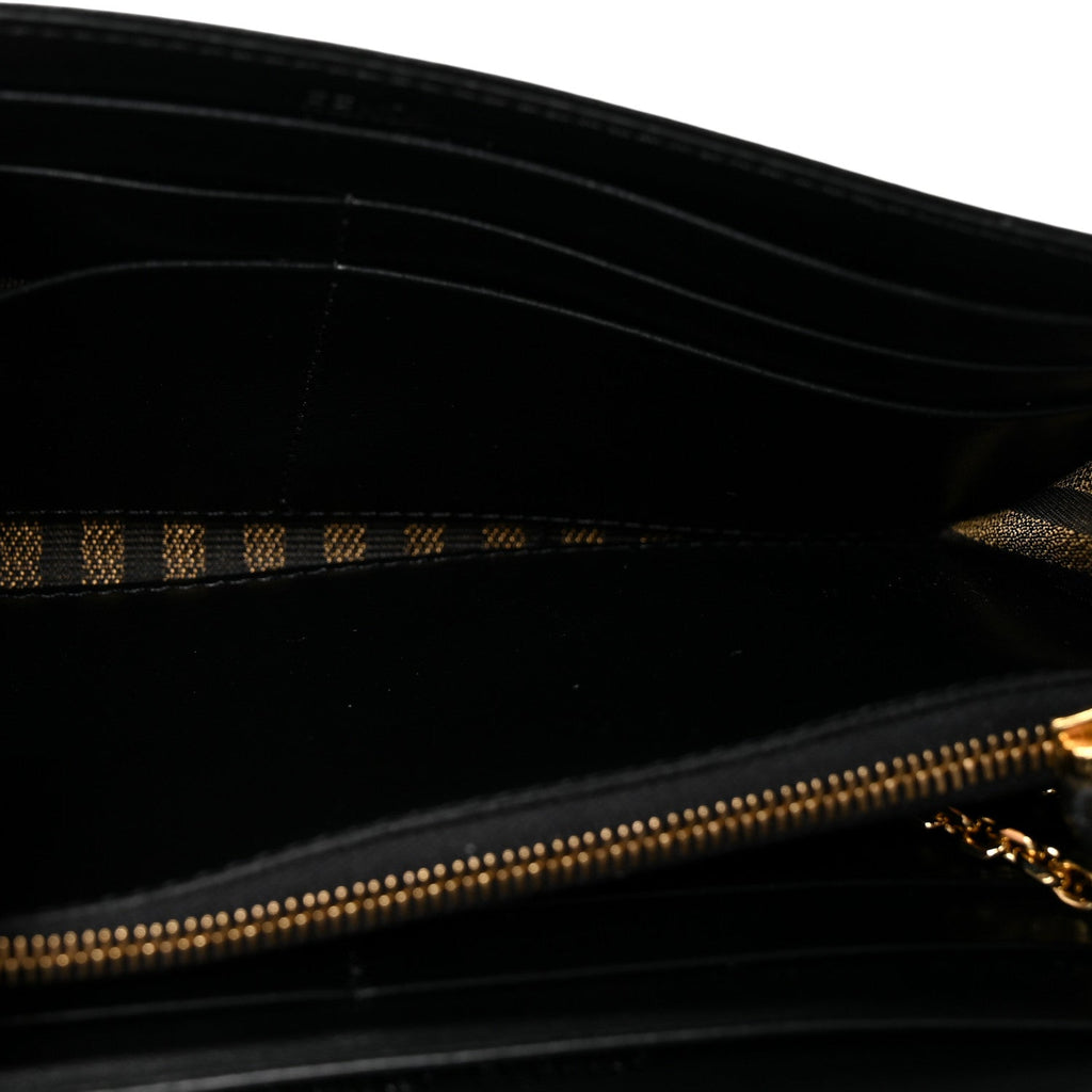 Fendi Black Leather Chain Pouch