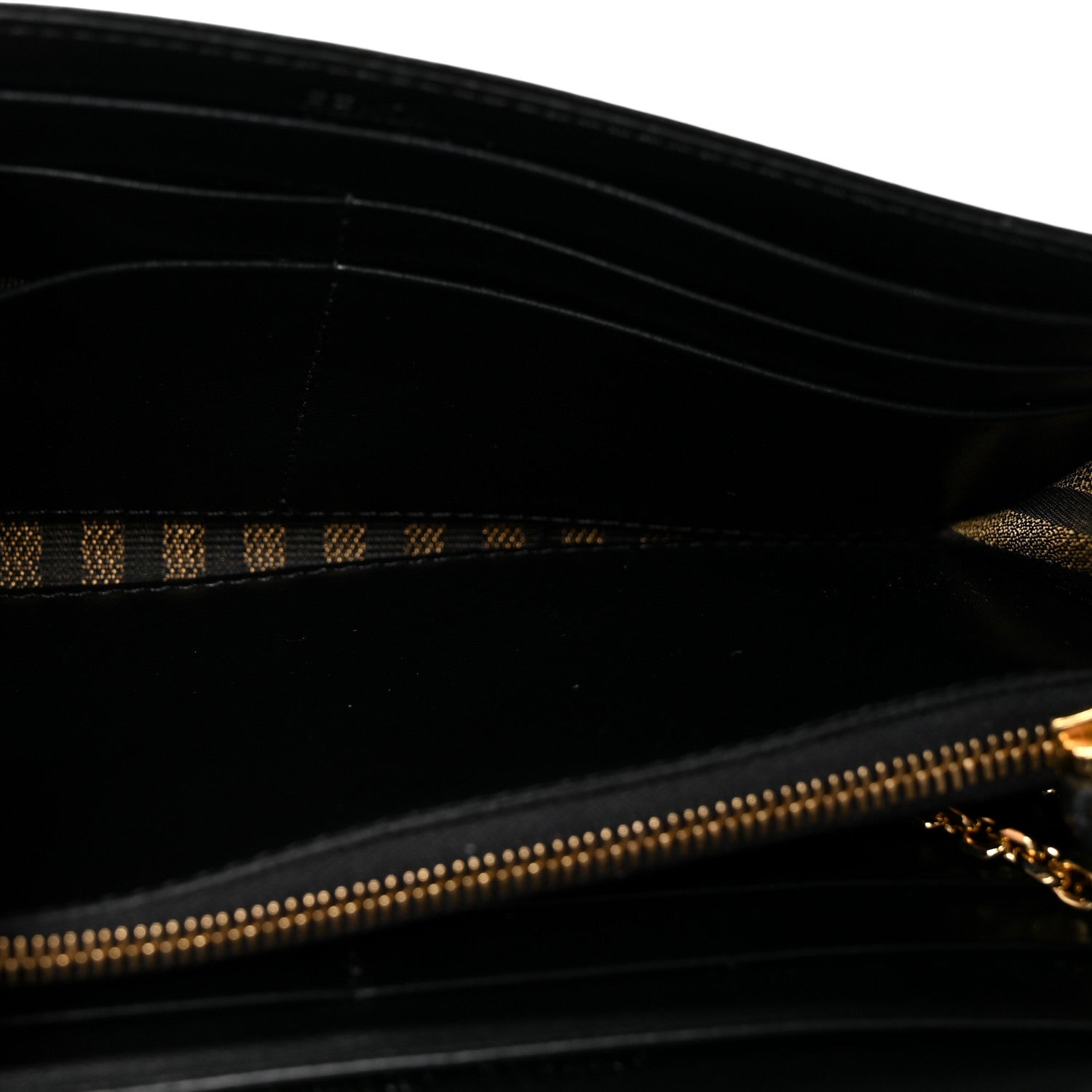 Fendi Black Leather Chain Pouch