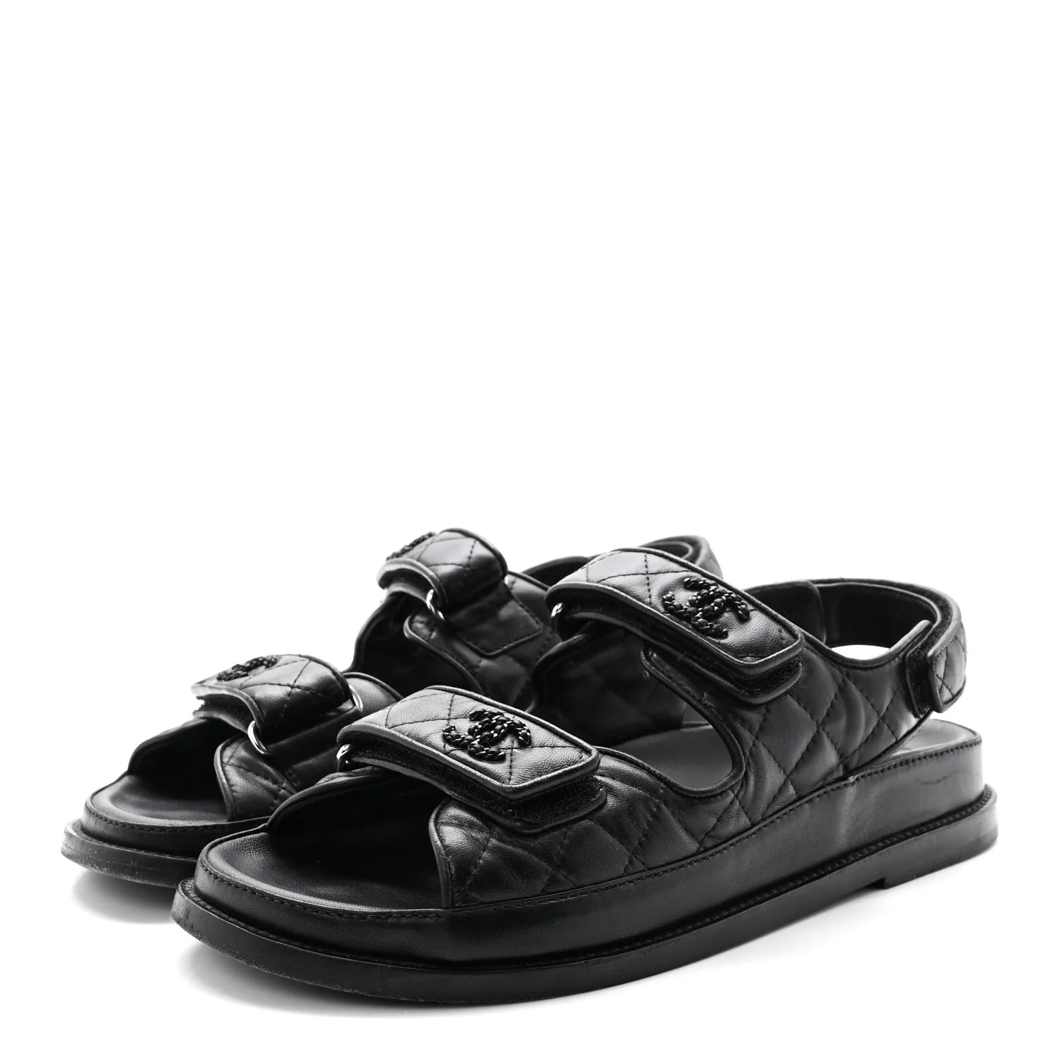 Chanel Black Quilted Leather Sandals