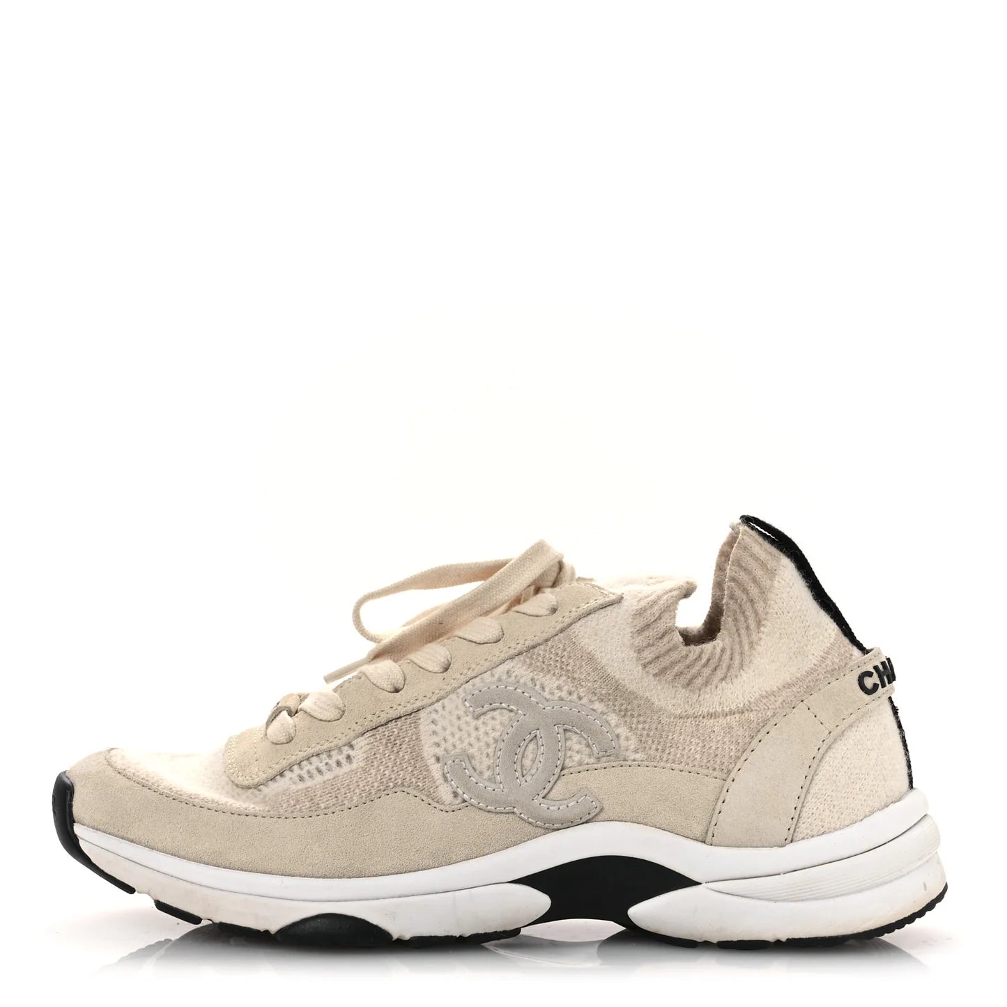 Chanel Beige Suede CC Sneakers
