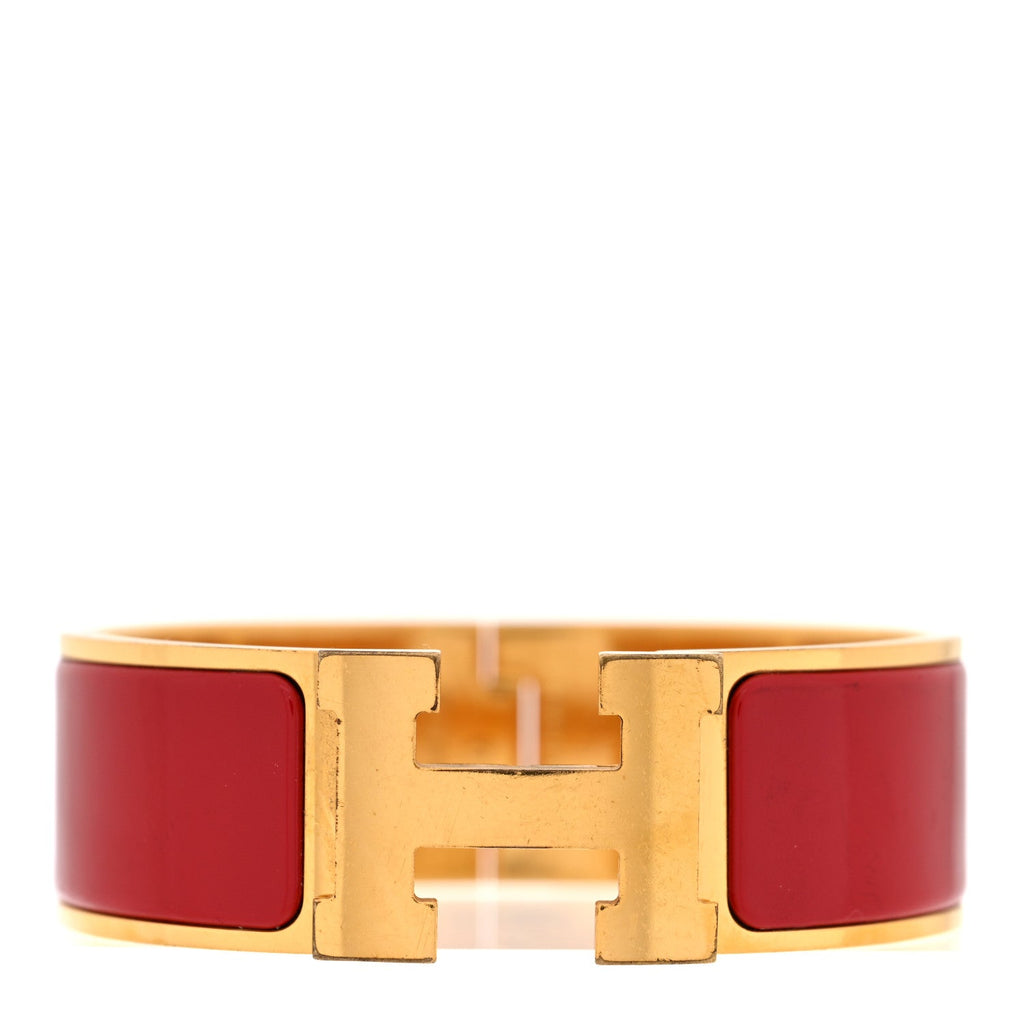 Hermes Red Enamel Gold Clic H Bracelet