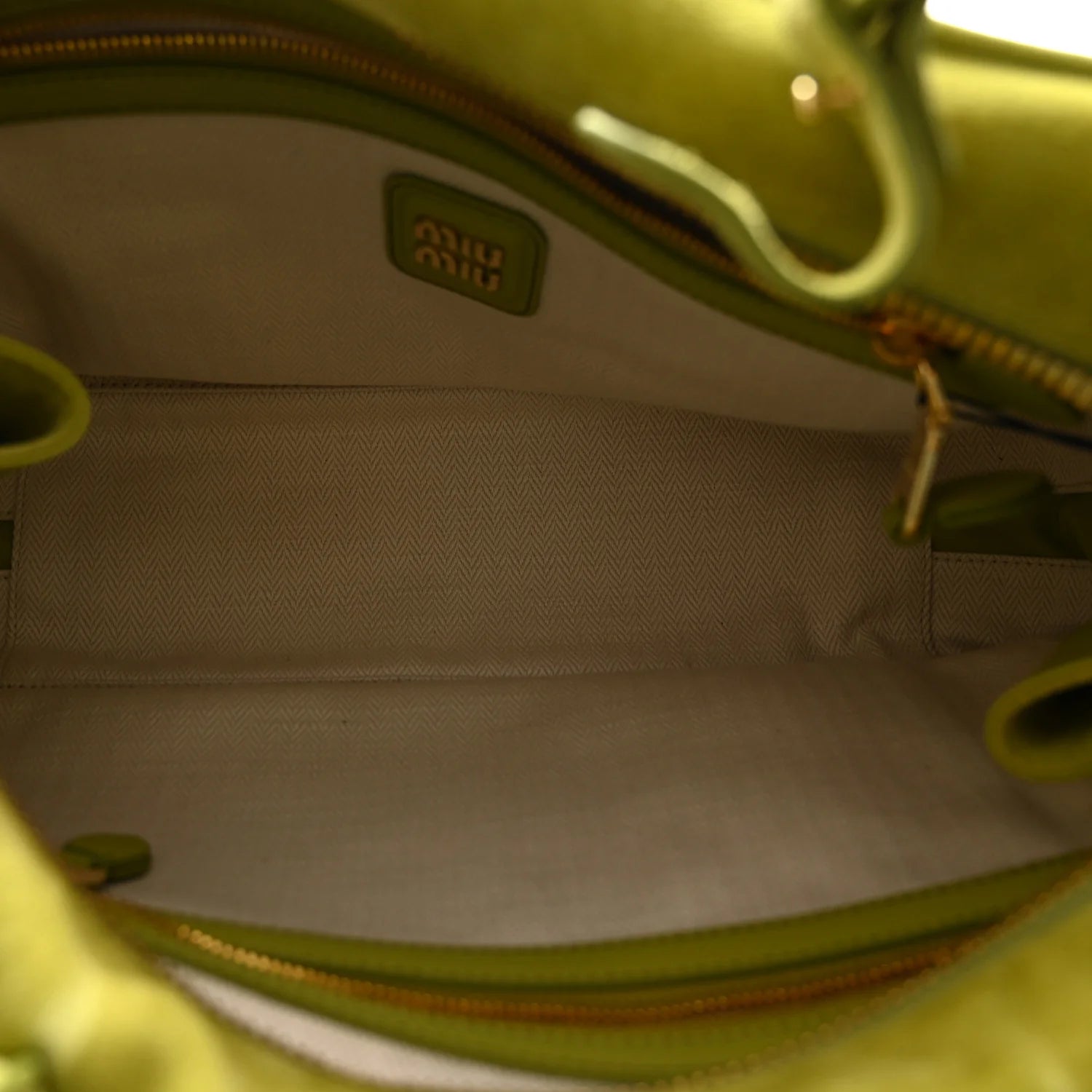 Miu Miu Green Suede Logo Tote
