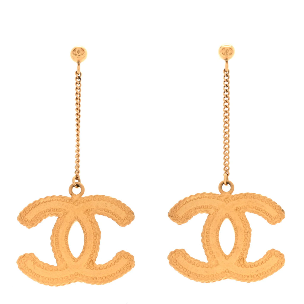 Chanel Gold Textured CC Earrings