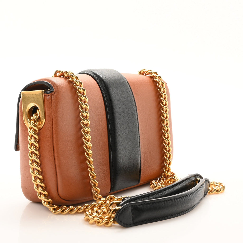 Fendi Brown Black Leather Baguette