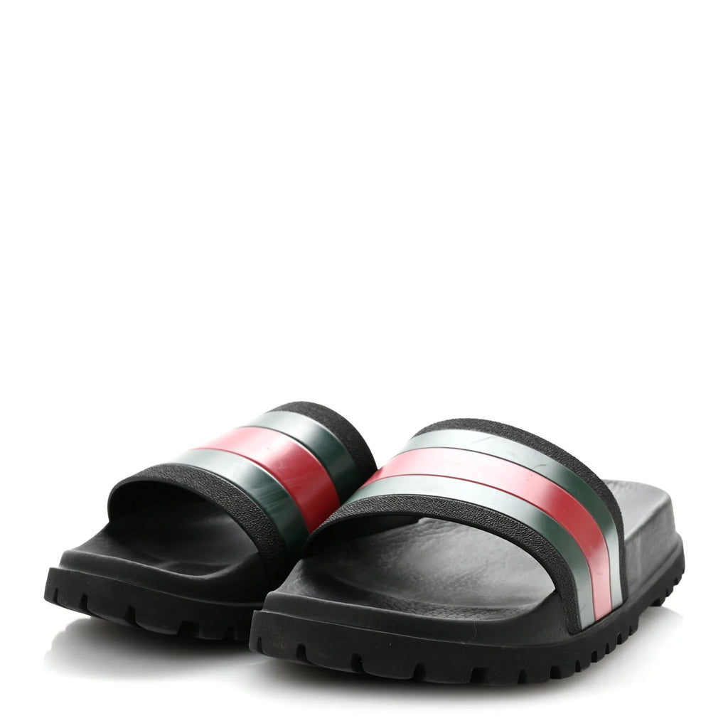 Gucci Web Stripe Rubber Slides