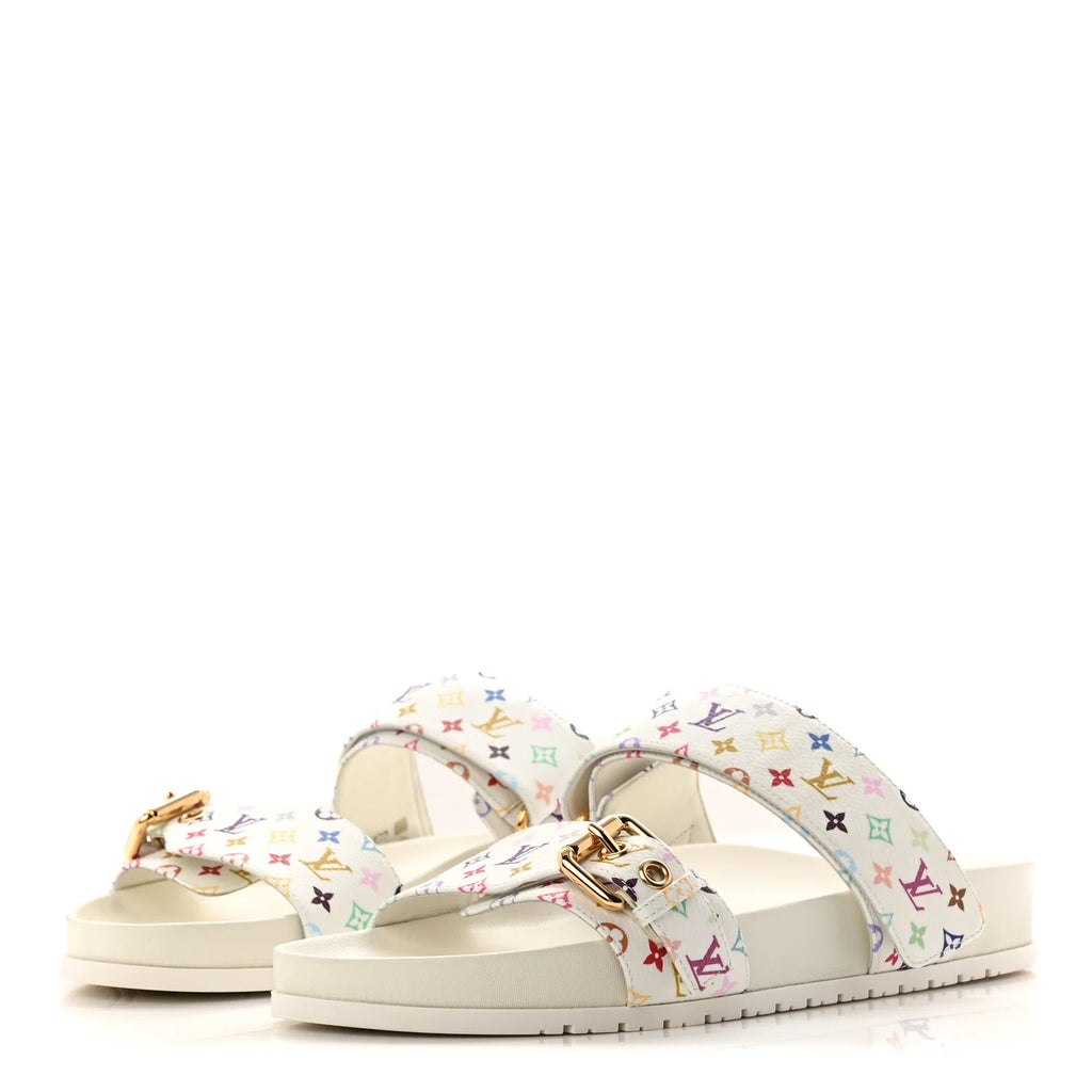 Louis Vuitton White Multicolor Monogram Sandals